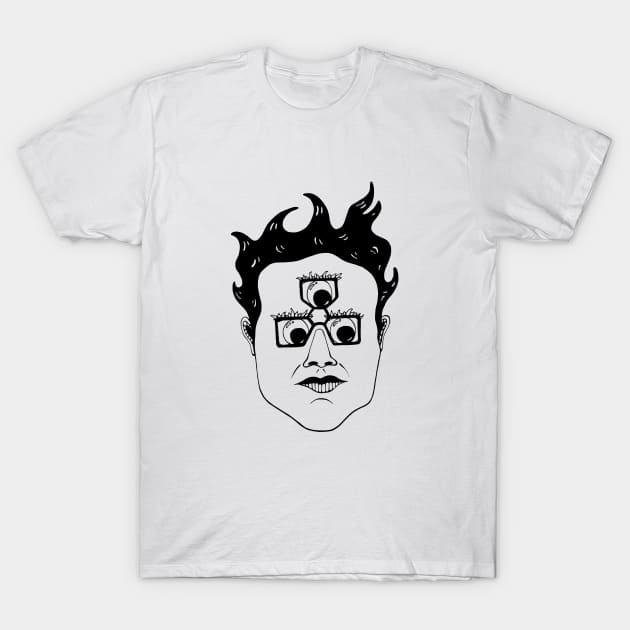 Googly Third Eye Pince Nez - Line Drawing T-Shirt by studiogooz